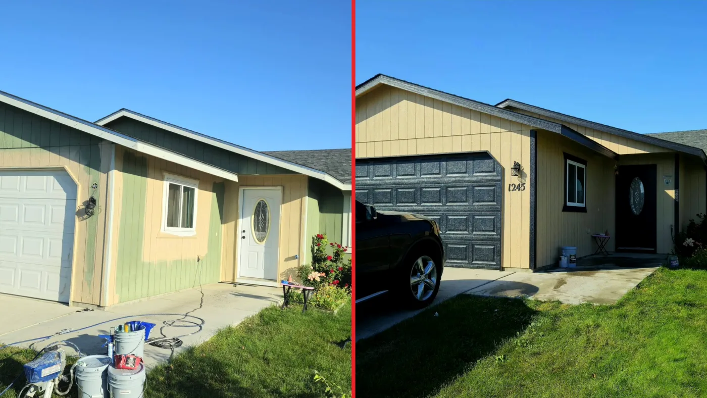 Exterior color upgrade — before and after