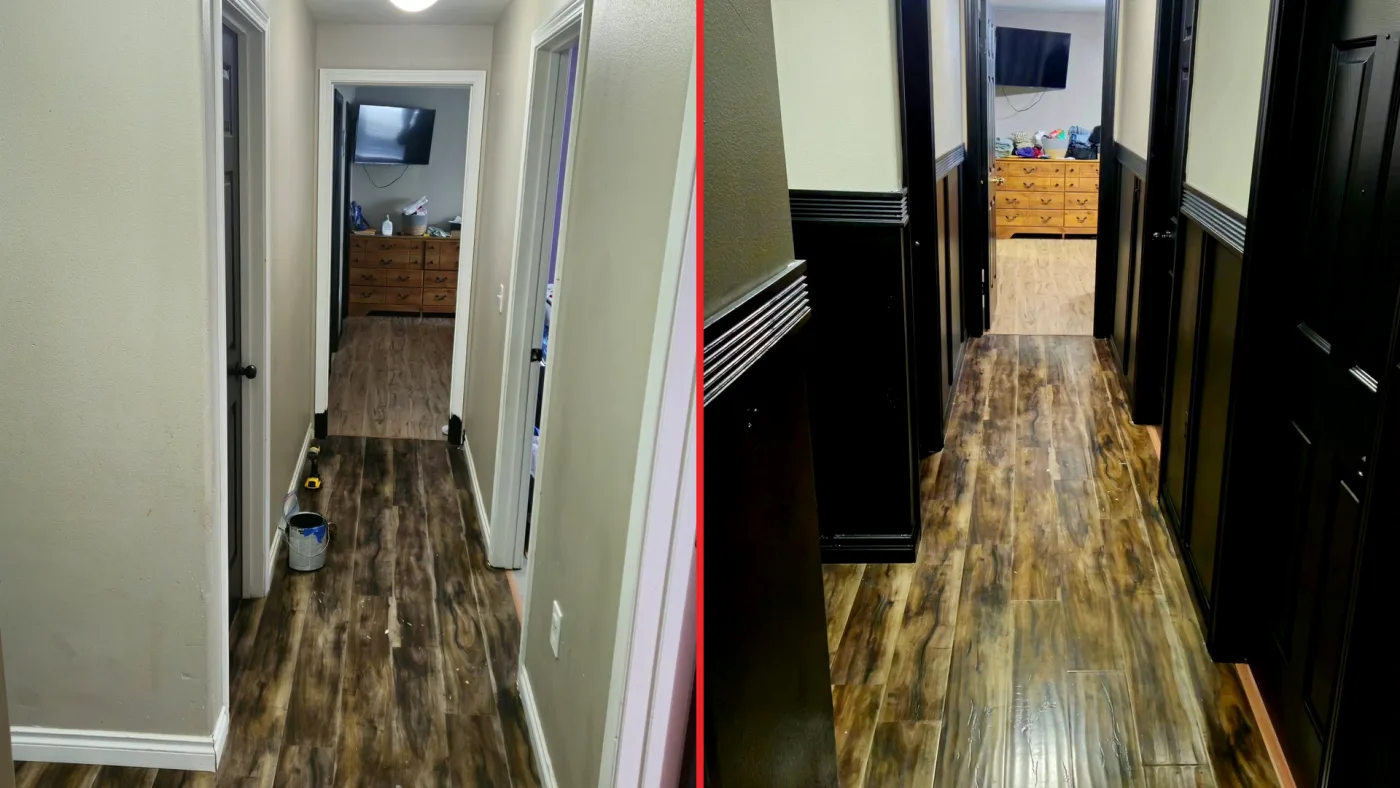 Hallway flooring update — before and after