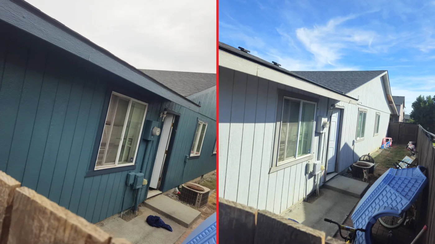 Side exterior paint refresh — before and after